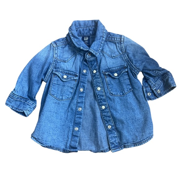 Baby Gap Other - Baby Gap‎ Denim Western Style Button Down Shirt 3-6 Months